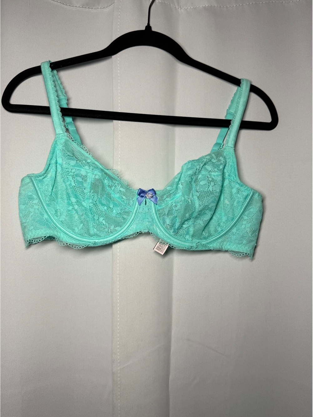 Victoria's Secret Unlined Demi Bubble Lace Bra 38C Aqua Blue - Picture 2 of 5